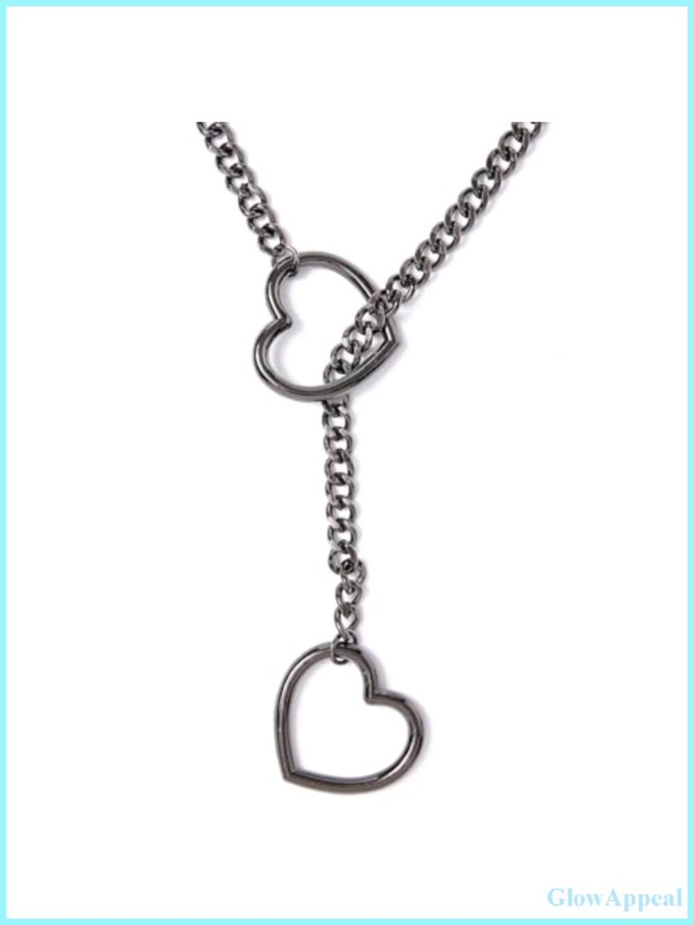 Stainless Steel Heart Slip Chain Y-Necklace Adjustable Cuban Link Choker